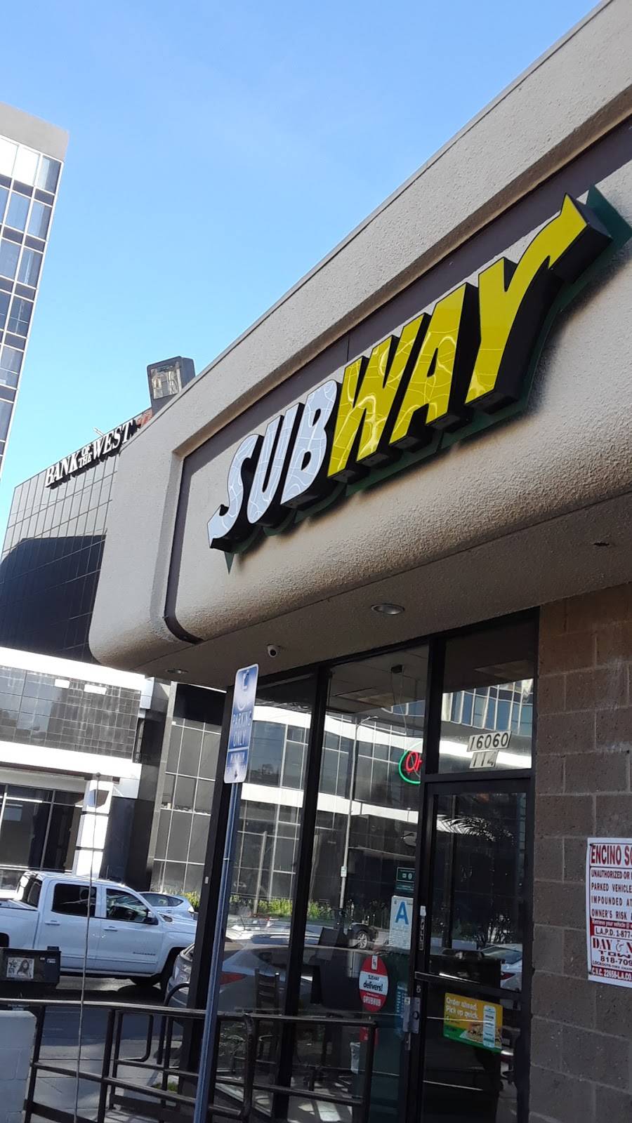 Subway Restaurants | restaurant | 16060 Ventura Blvd, Encino, CA 91436, USA | 8189907827 OR +1 818-990-7827
