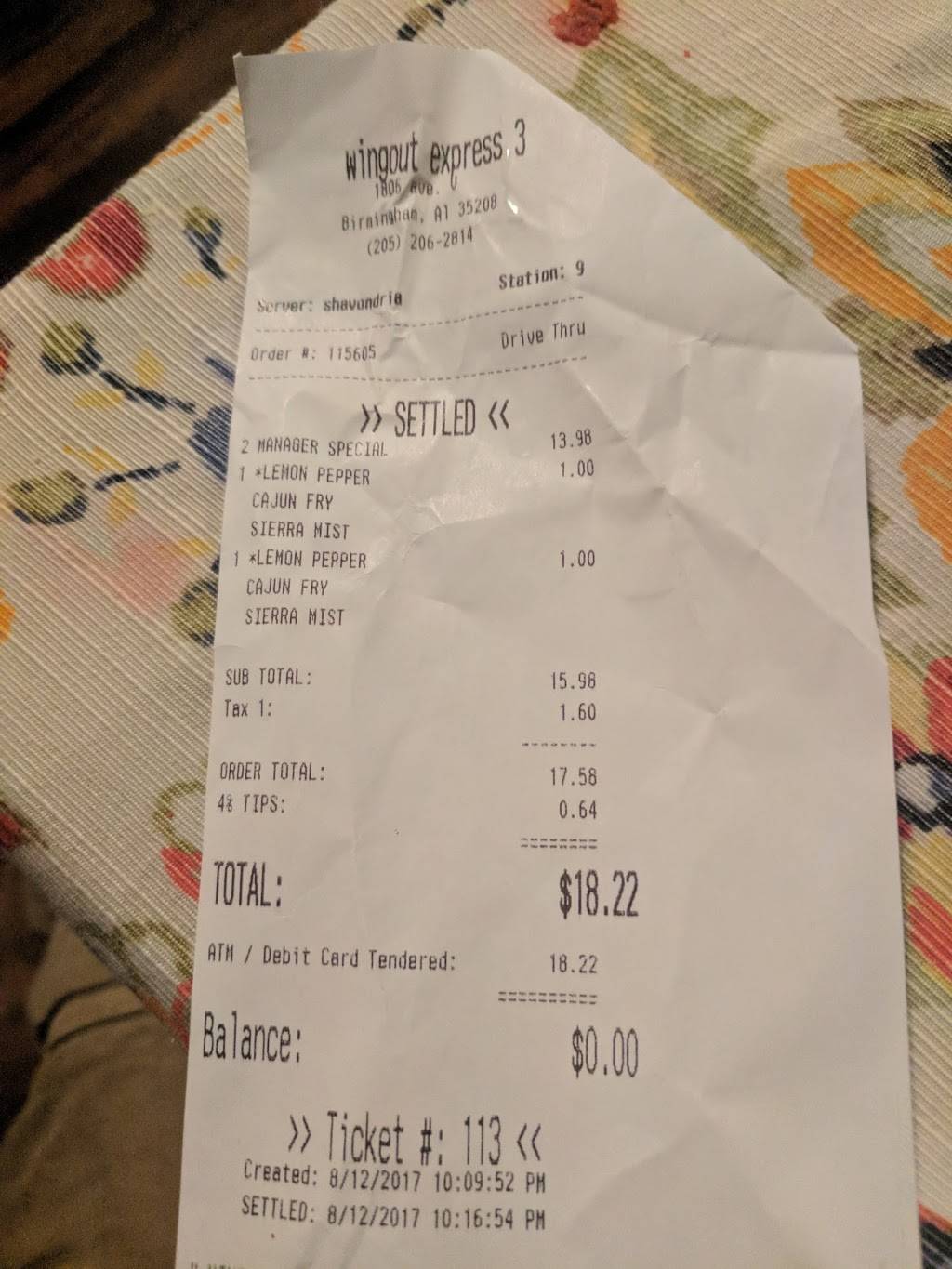 WingOut Express | restaurant | 1806 Avenue V, Birmingham, AL 35208, USA | 2052062814 OR +1 205-206-2814