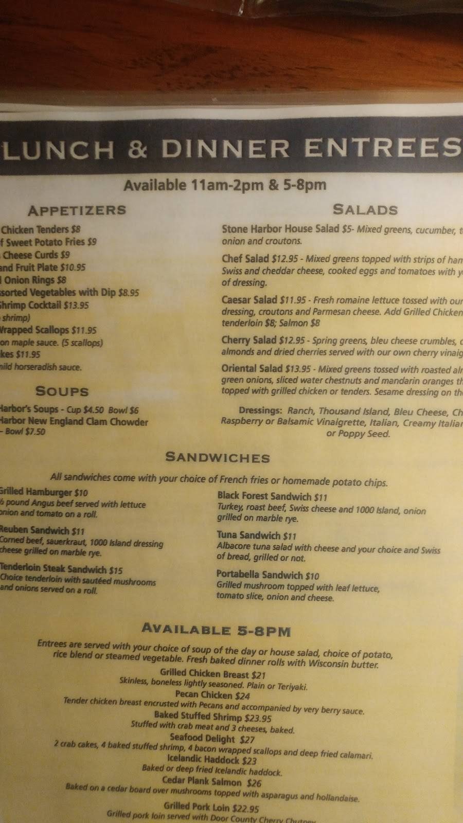 Stone Harbor Restaurant & Pub | restaurant | 107 N 1st Ave, Sturgeon Bay, WI 54235, USA | 9207469004 OR +1 920-746-9004