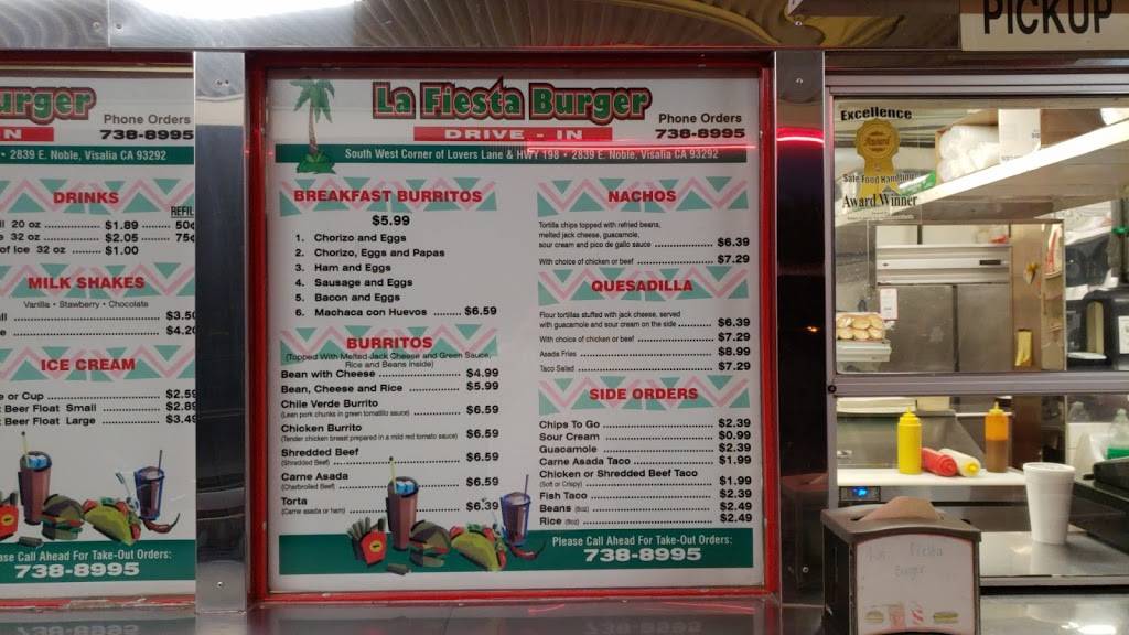 La Fiesta Burger | restaurant | 2839 E Noble Ave, Visalia, CA 93292, USA | 5597388995 OR +1 559-738-8995