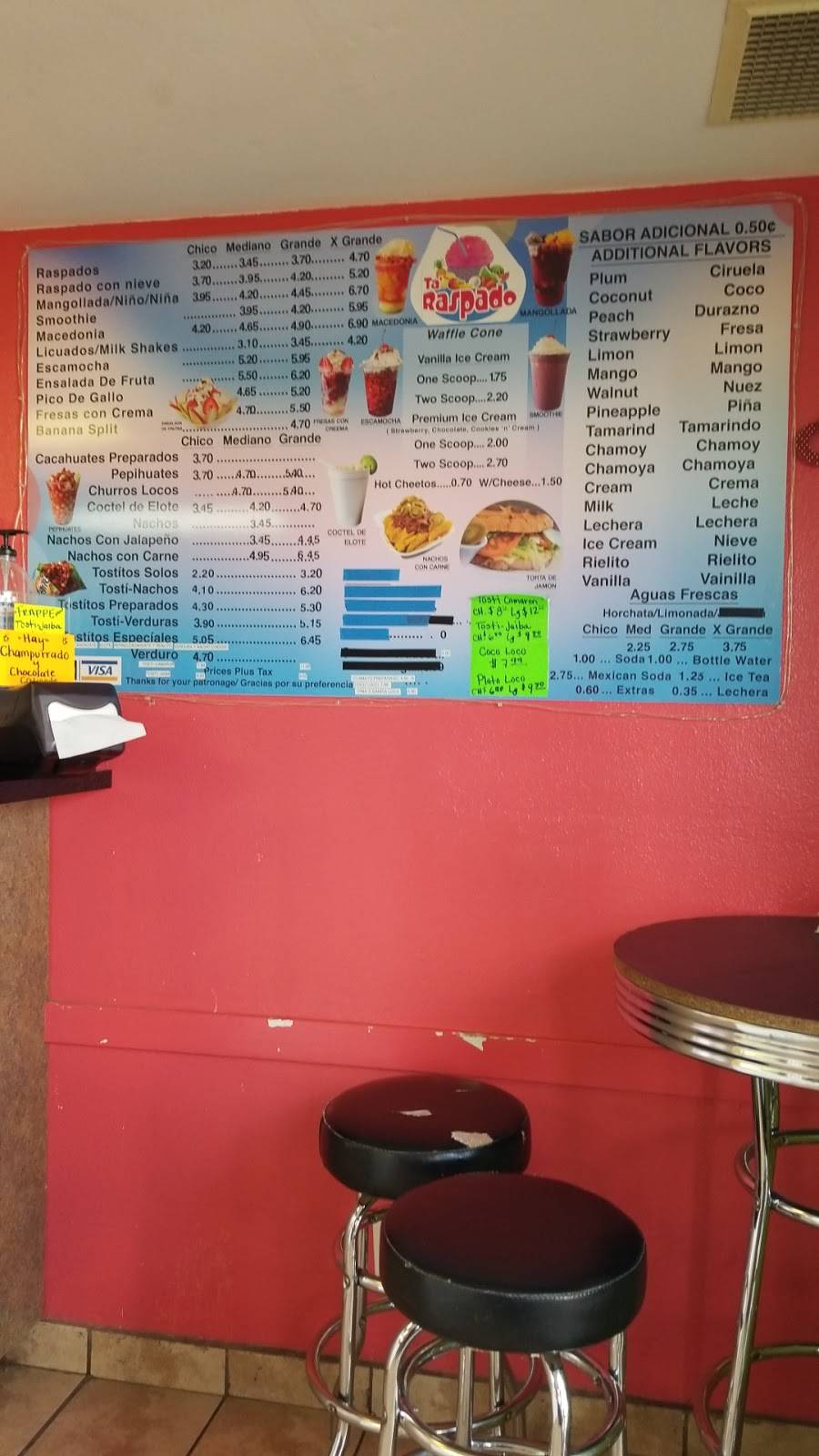 Ta Raspado | restaurant | 5012 S 12th Ave, Tucson, AZ 85706, USA | 5203493712 OR +1 520-349-3712