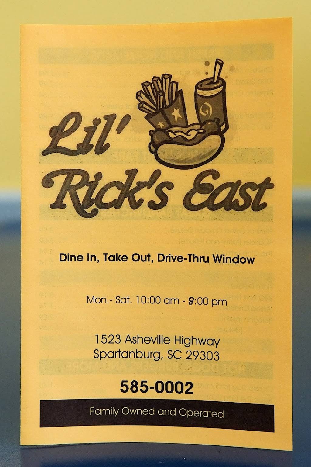 Rickys Drve In | restaurant | 1523 Asheville Hwy, Spartanburg, SC 29303, USA | 8645850002 OR +1 864-585-0002
