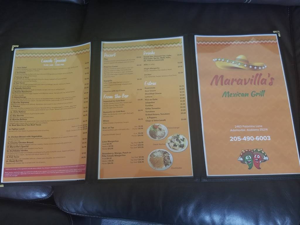 Maravillas Mexican Grill | restaurant | 2463 Palomino Ln, Adamsville, AL 35214, USA | 2054906003 OR +1 205-490-6003