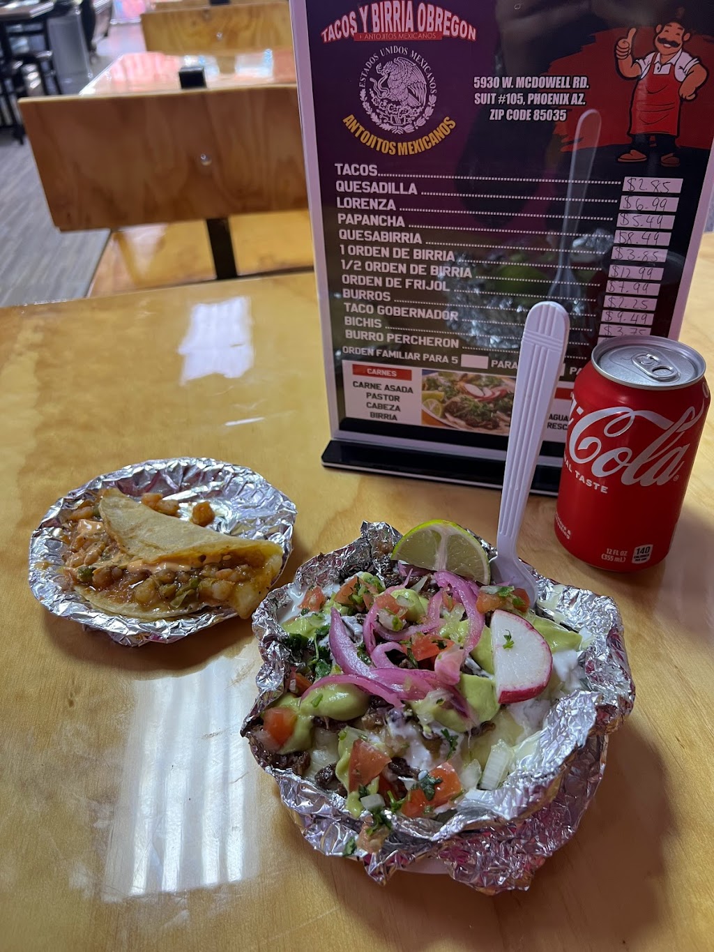 tacos y birria Obregon | restaurant | 5930 W McDowell Rd suit#105, Phoenix, AZ 85035, USA | 6238498424 OR +1 623-849-8424