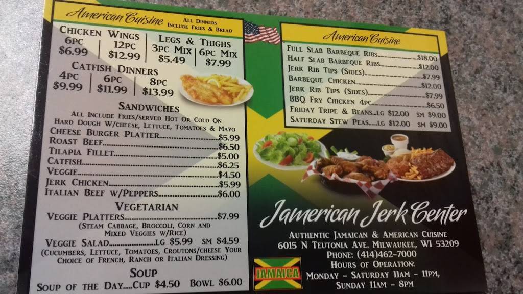 Jamerican Jerk Center | restaurant | 6015 N Teutonia Ave, Milwaukee, WI 53209, USA | 4144627000 OR +1 414-462-7000