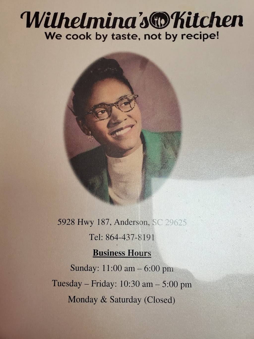 Wilhelminas Restaurant | restaurant | 5930 SC-187, Anderson, SC 29625, USA | 8644378191 OR +1 864-437-8191