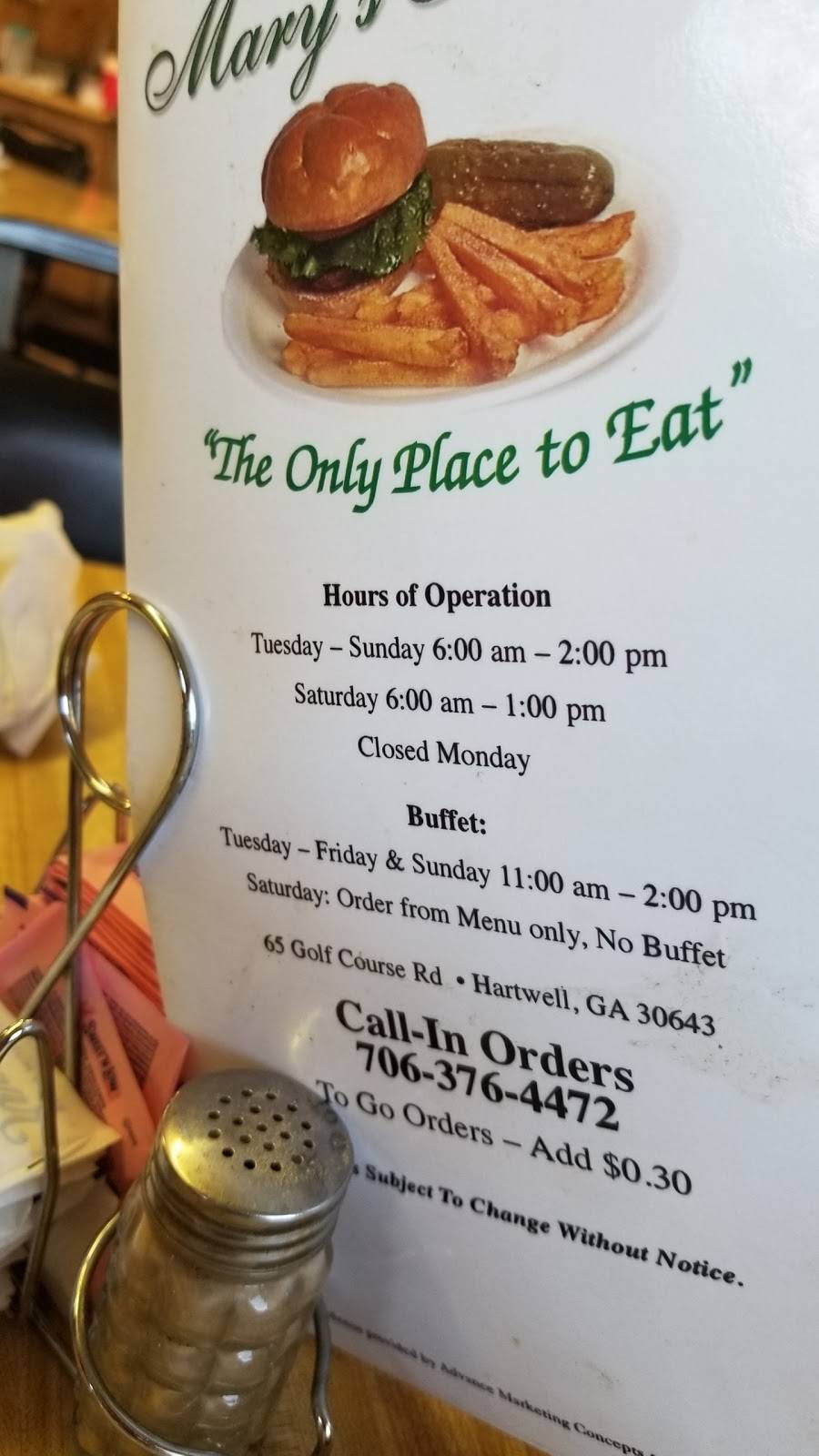 Marys Kitchen | restaurant | 65 Golf Course Rd, Hartwell, GA 30643, USA | 7063764472 OR +1 706-376-4472