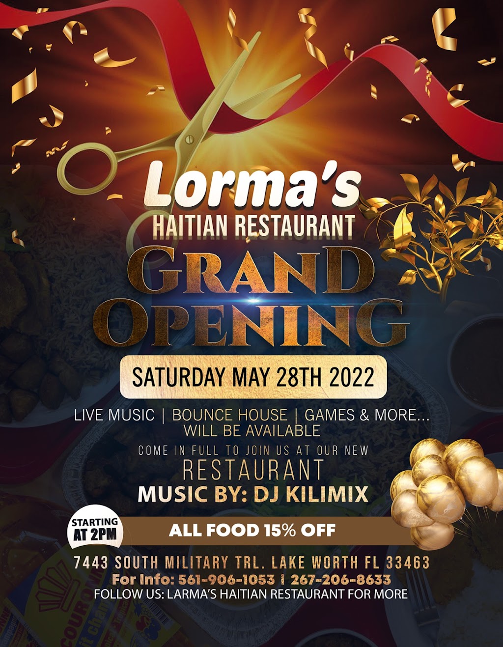 Lormas Haitian Restaurant Inc. | restaurant | 7443 S Military Trail, Lake Worth, FL 33463, USA | 5619061053 OR +1 561-906-1053