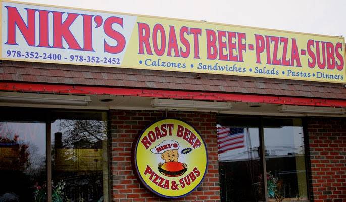 Nikis Roast Beef & Pizza | meal takeaway | 7 Central St, Georgetown, MA 01833, USA | 9783522400 OR +1 978-352-2400