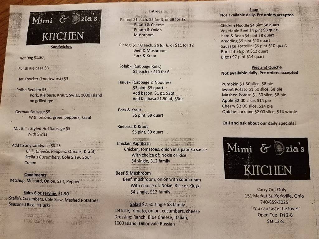 Mimi & Dzias Kitchen | restaurant | 151 Market St, Yorkville, OH 43971, USA | 7408593025 OR +1 740-859-3025