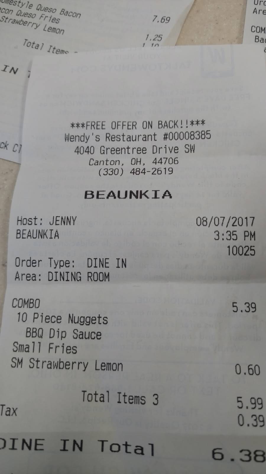 Wendys | restaurant | 4040 Greentree Avenue, S.W, Canton, OH 44706, USA | 3304842619 OR +1 330-484-2619