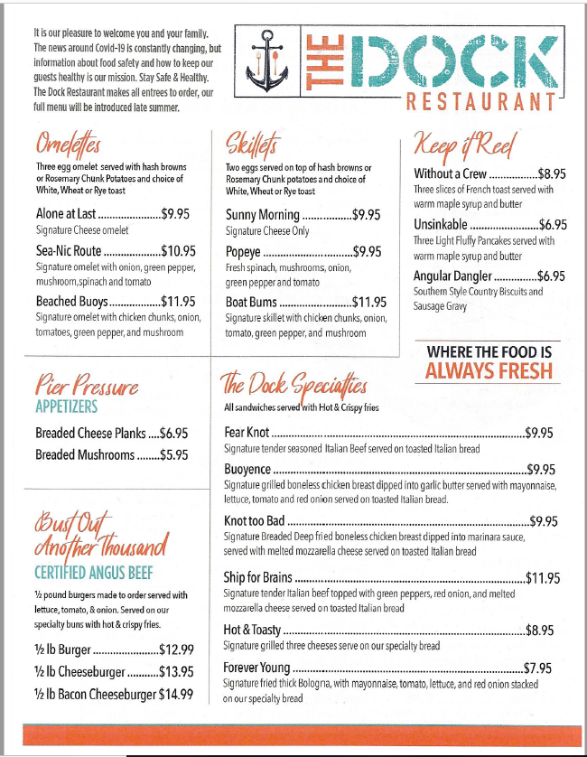 The Dock Restaurant | restaurant | 111 Broadway Street, Cedar Lake, IN 46303, USA | 2193746400 OR +1 219-374-6400