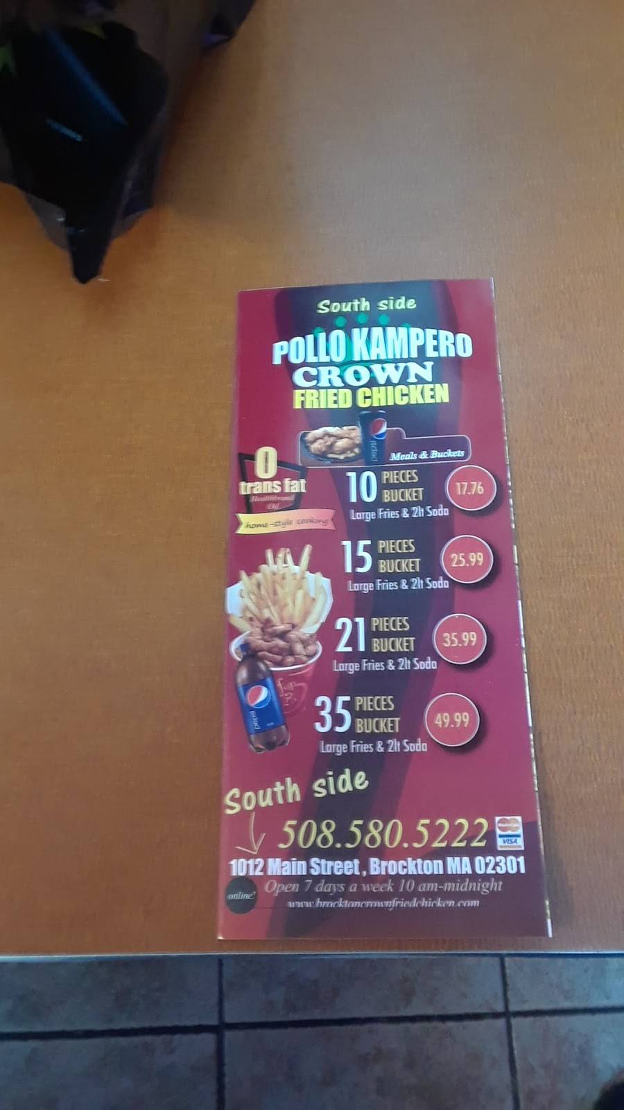 Crown Fried Chicken | restaurant | 1012 Main St, Brockton, MA 02301, USA | 5085805222 OR +1 508-580-5222