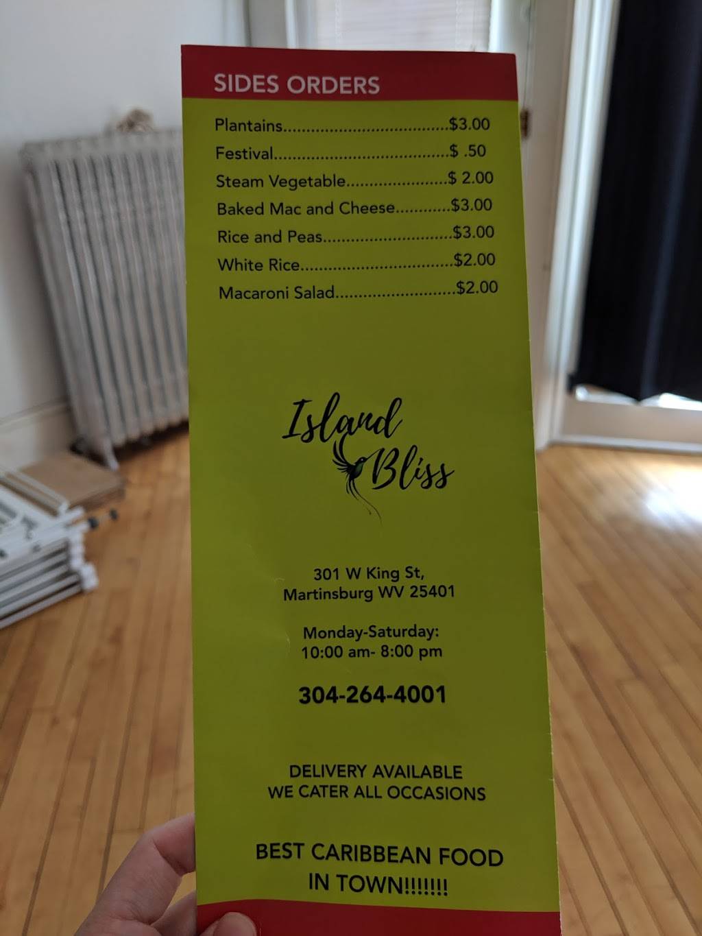 Island Bliss Cuisine | restaurant | 301 W King St, Martinsburg, WV 25401, USA | 3042644001 OR +1 304-264-4001