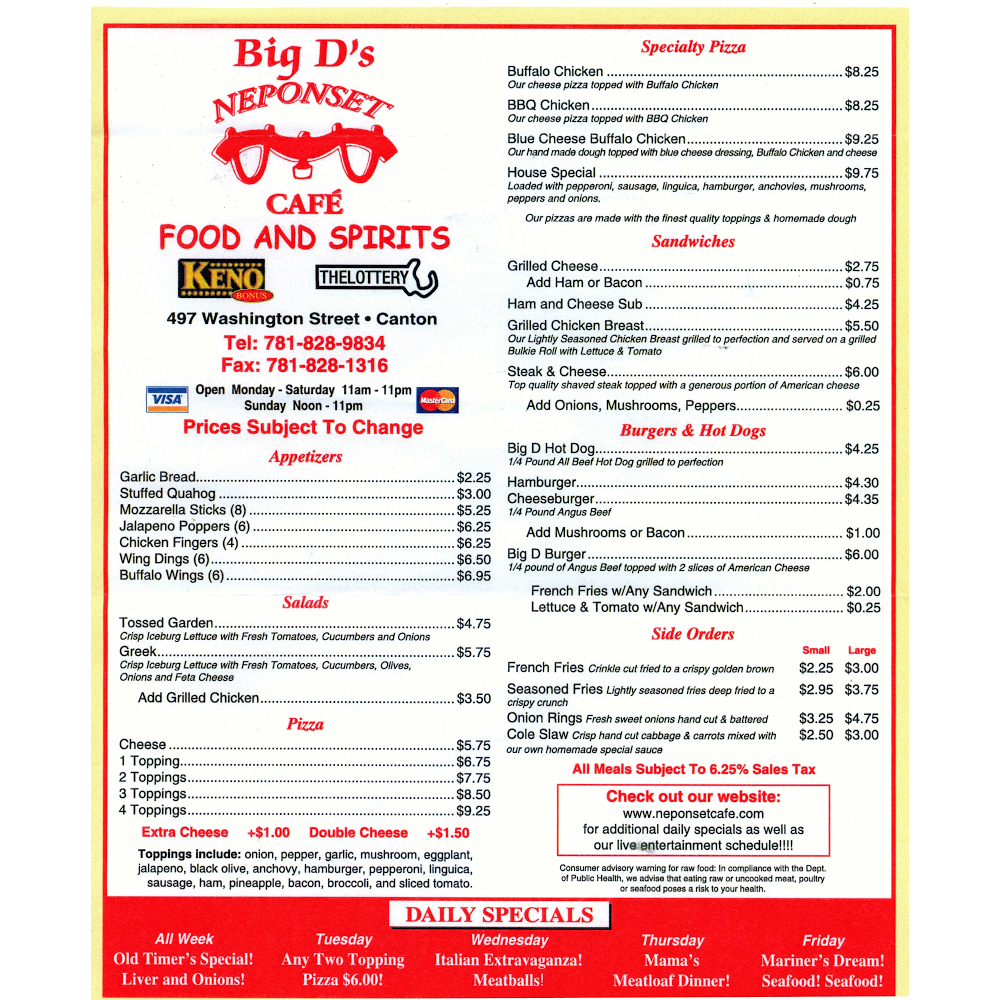 Neponset Cafe | restaurant | 497 Washington St, Canton, MA 02021, USA | 7818289834 OR +1 781-828-9834