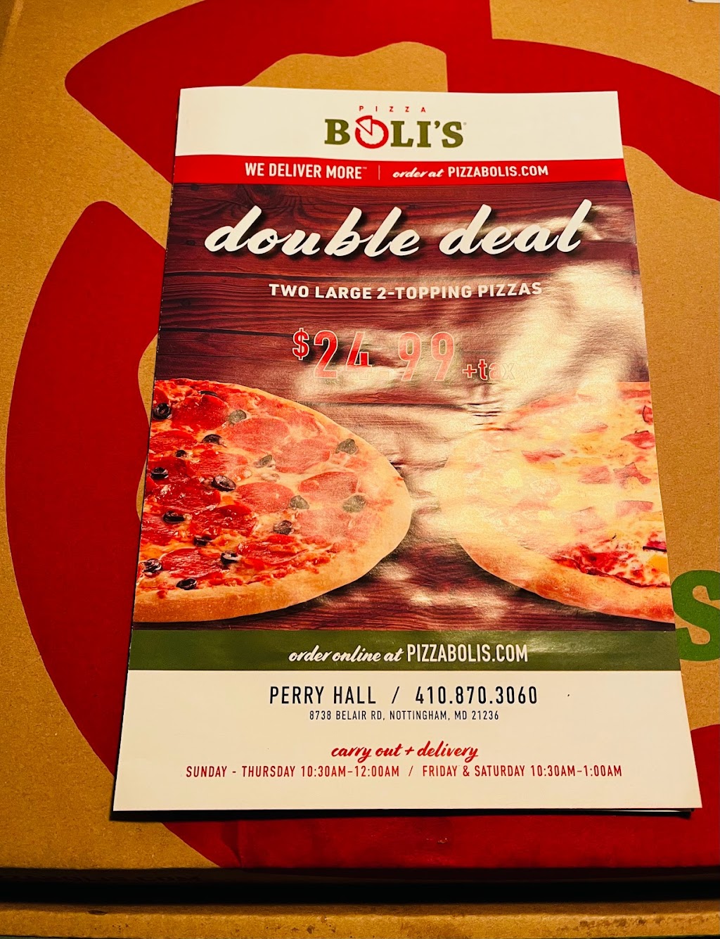 Pizza Bolis | restaurant | 8738 Belair Rd, Nottingham, MD 21236, USA | 4108703060 OR +1 410-870-3060