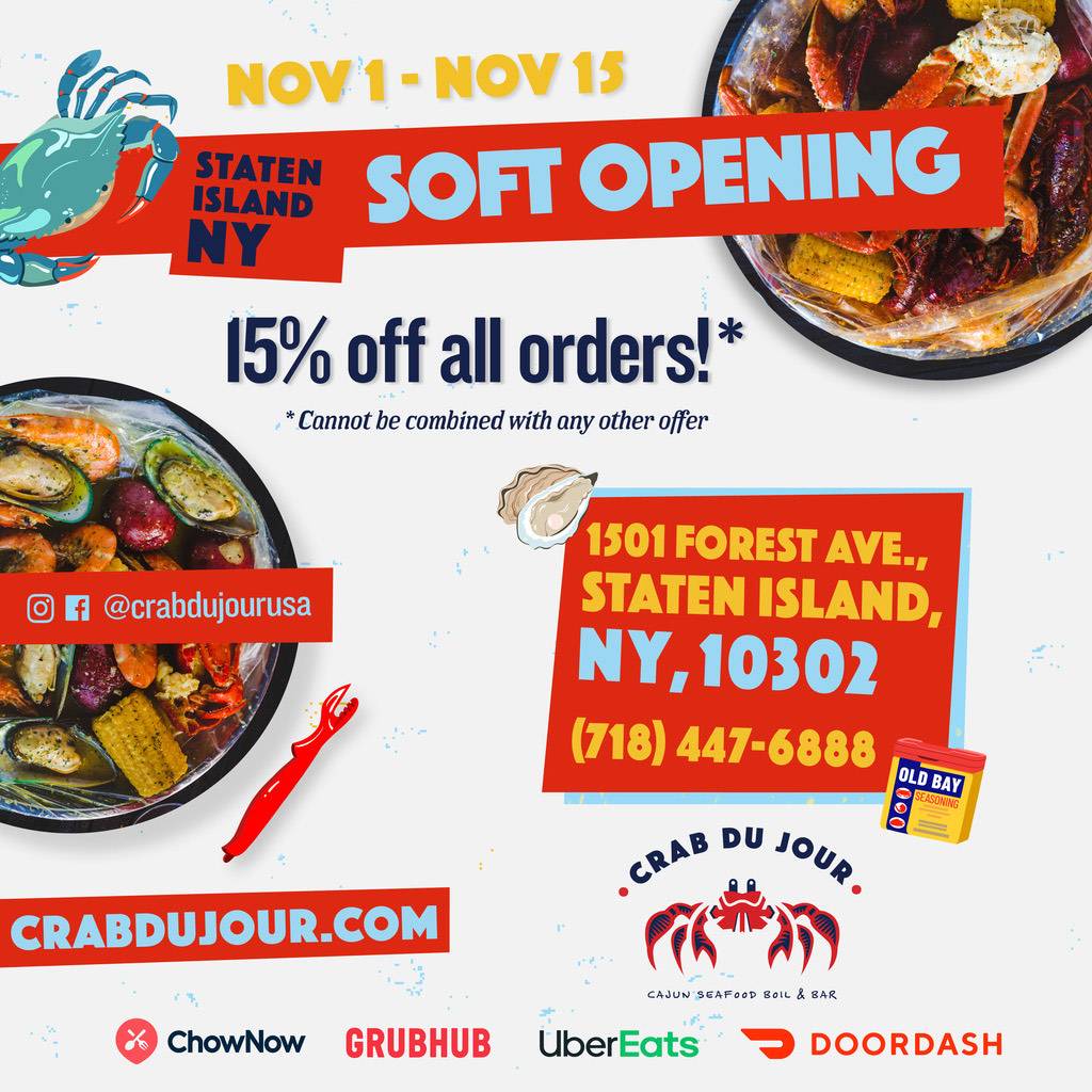 Crab Du Jour Xpress - Staten Island | restaurant | 1501 Forest Ave, Staten Island, NY 10302, USA | 7184476888 OR +1 718-447-6888