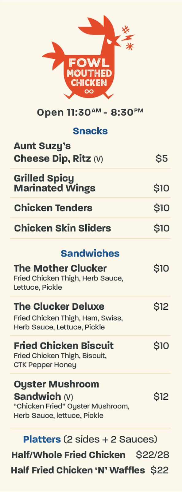 Fowl Mouthed Chicken | restaurant | 1747 Allied St, Charlottesville, VA 22903, USA | 4342845630 OR +1 434-284-5630