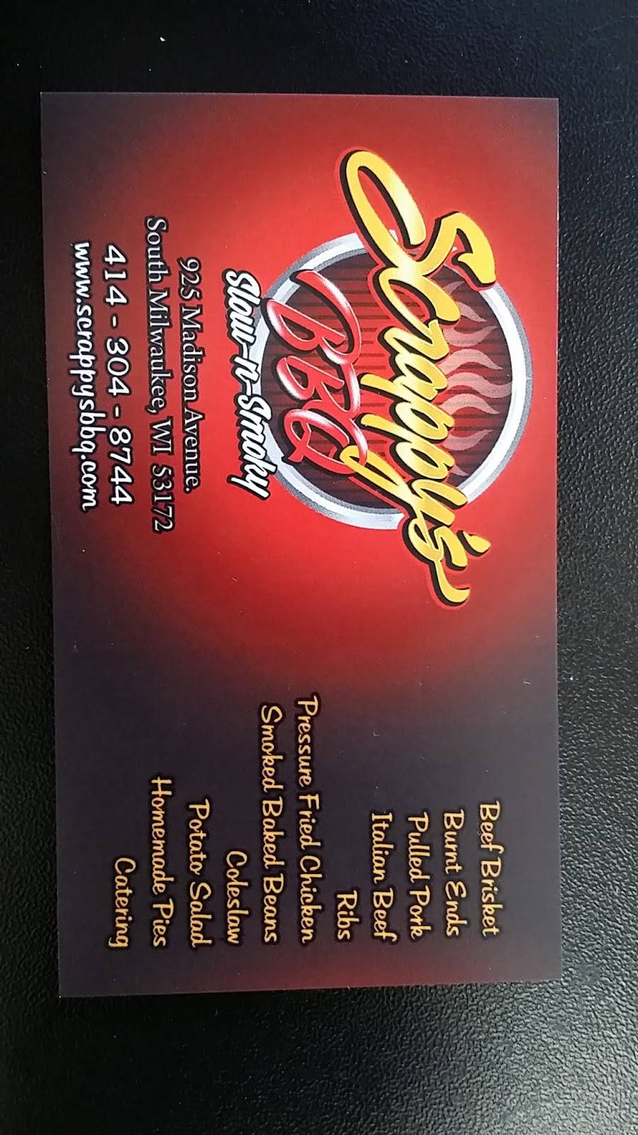Scrappys BBQ & Catering | restaurant | 925 Madison Ave, South Milwaukee, WI 53172, USA | 4143048744 OR +1 414-304-8744