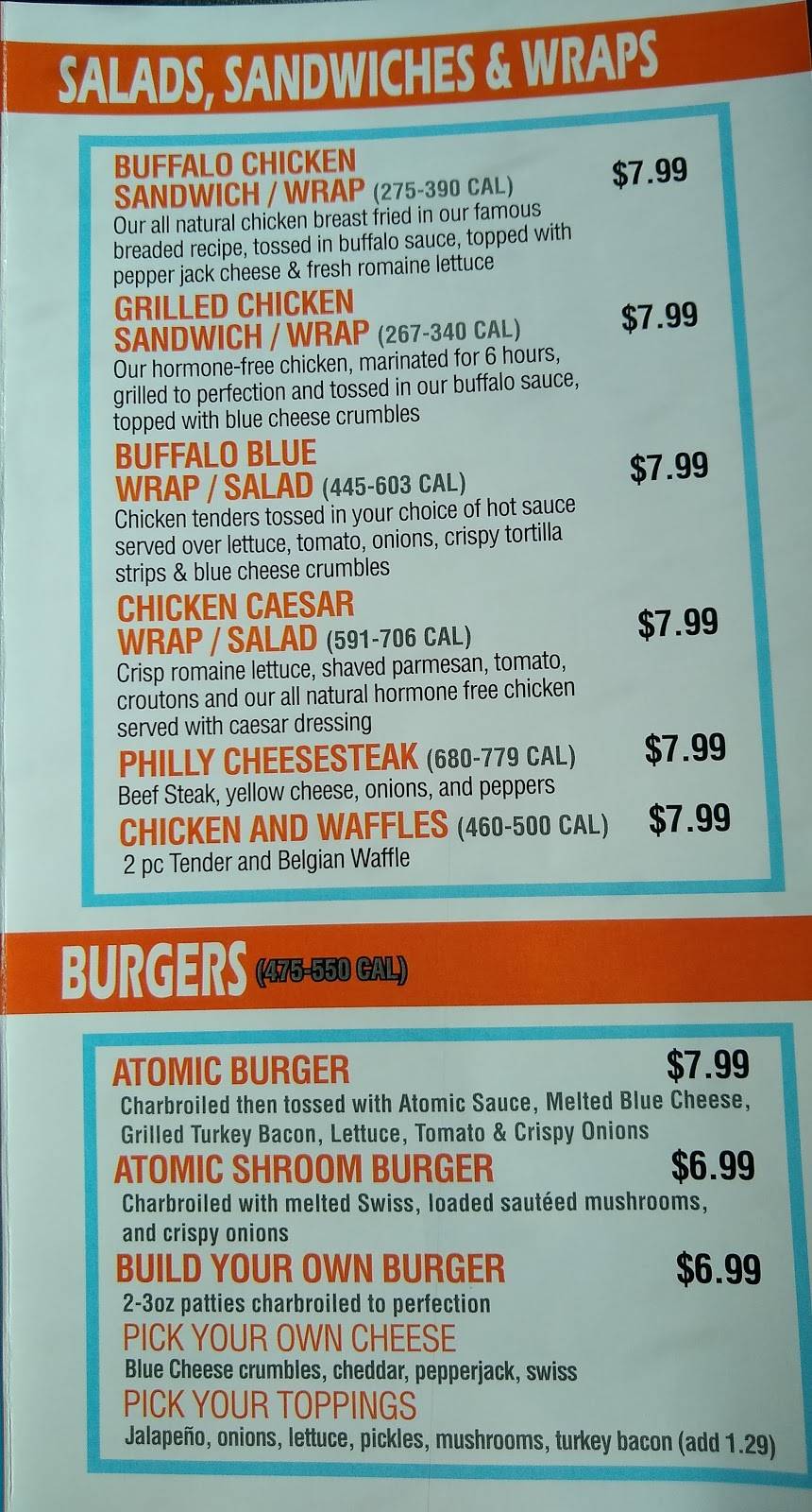 Atomic Wings | restaurant | 250-36 Jericho Turnpike, Floral Park, NY 11001, USA | 5167757521 OR +1 516-775-7521