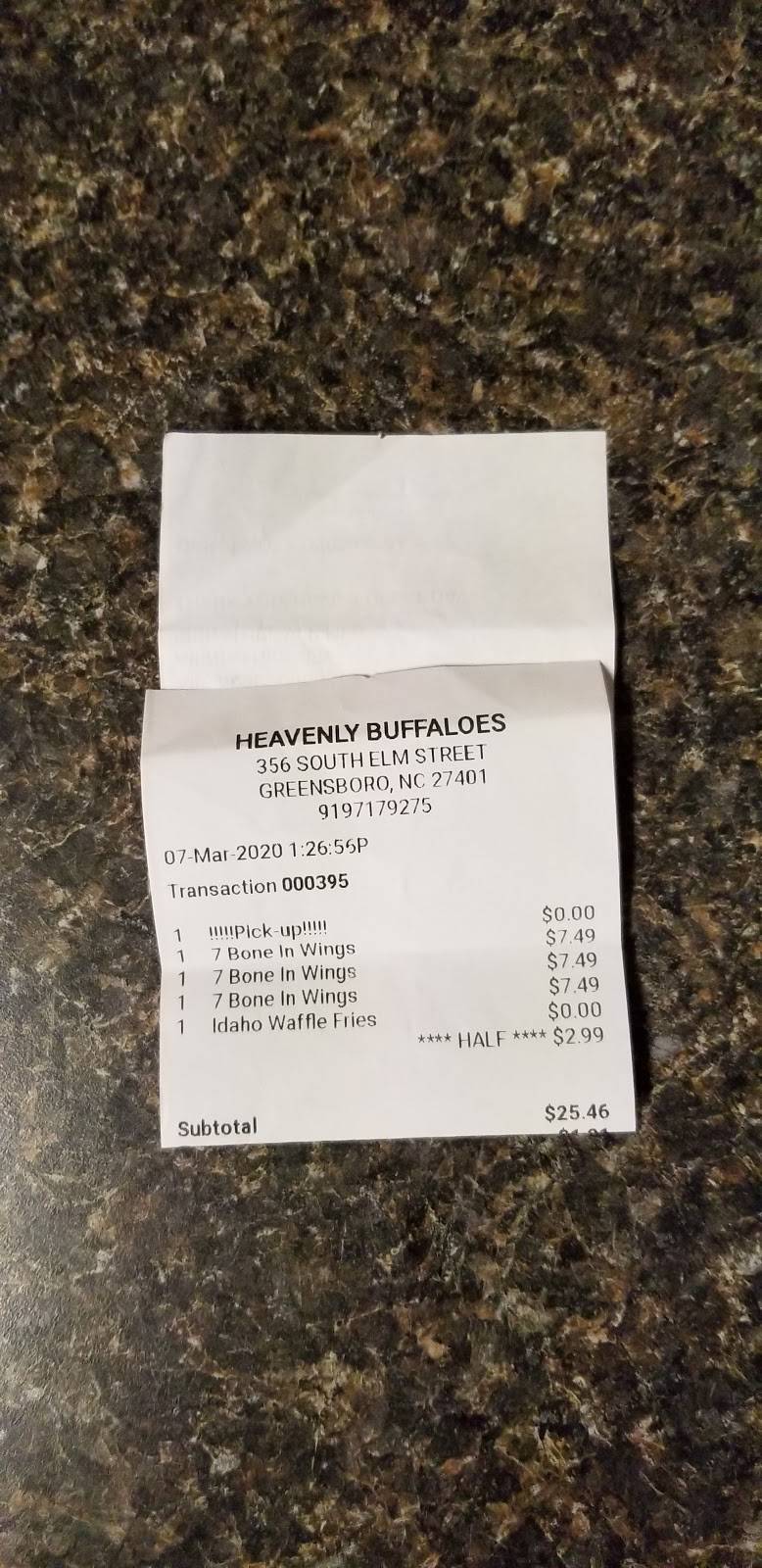 Heavenly Buffaloes | restaurant | 356 S Elm St, Greensboro, NC 27401, USA | 3366170995 OR +1 336-617-0995