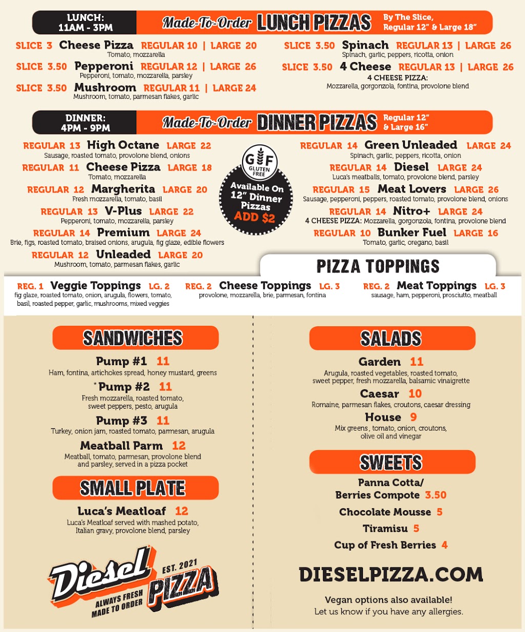 Diesel Pizza | meal takeaway | 8624 us 301 Tuva food hall, Riverview, FL 33578, USA | 8135707289 OR +1 813-570-7289