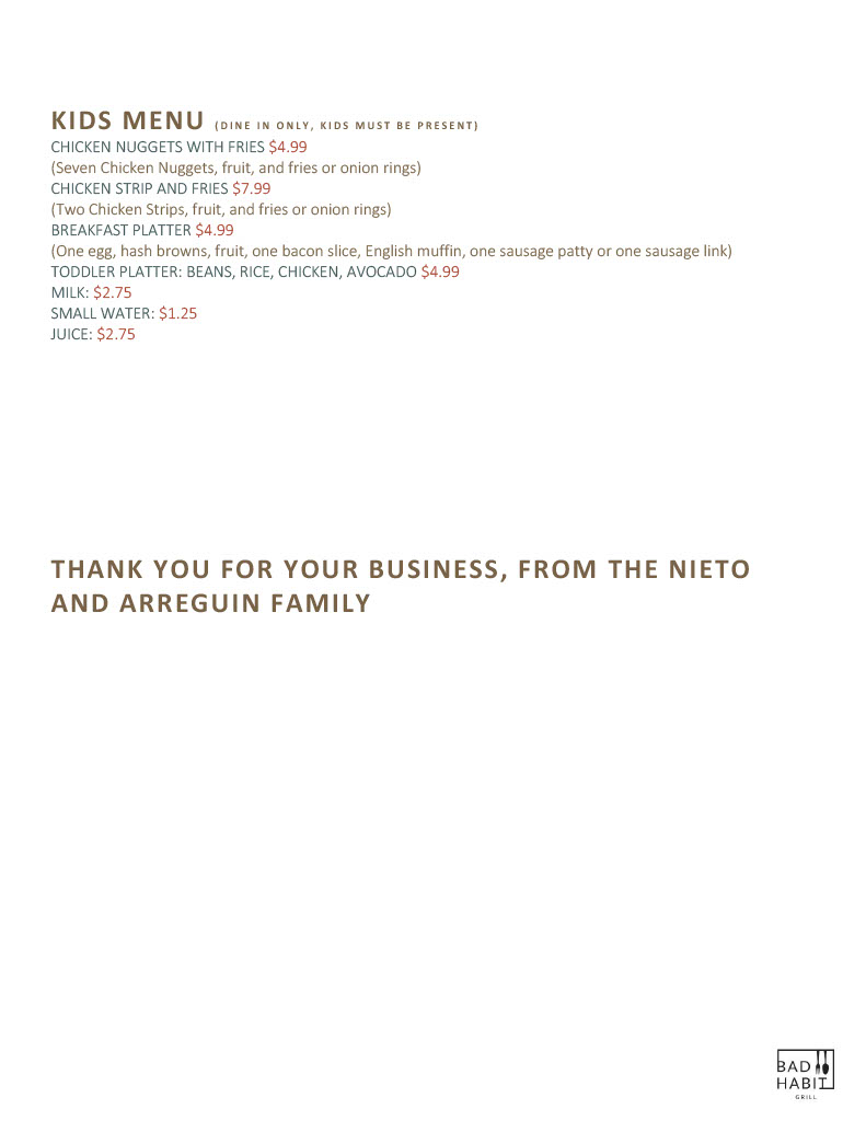 The Bad Habit Grill | restaurant | 1726 S Main St Ste H, Willits, CA 95490, USA | 7073803861 OR +1 707-380-3861