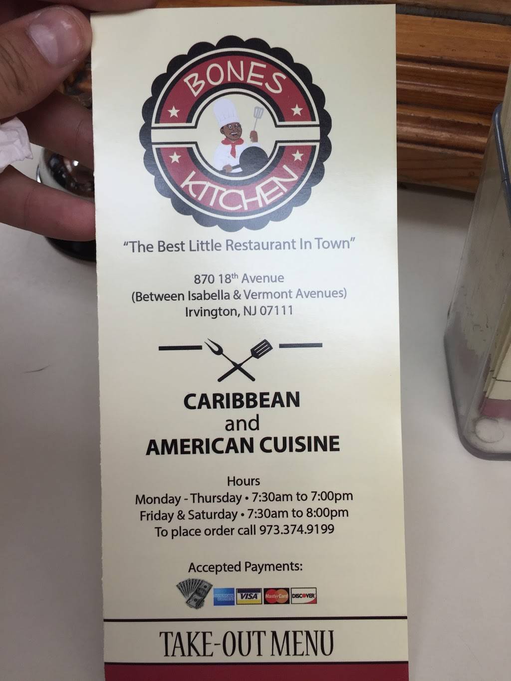 Bones Kitchen Inc | restaurant | 870 18th Ave, Irvington, NJ 07111, USA | 9733749199 OR +1 973-374-9199