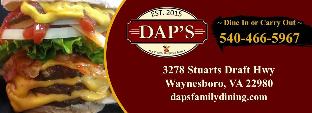 DAPS Ice Cream, Burgers, & Fries | restaurant | 3278 Stuarts Draft Hwy #2, Waynesboro, VA 22980, USA | 5404665967 OR +1 540-466-5967