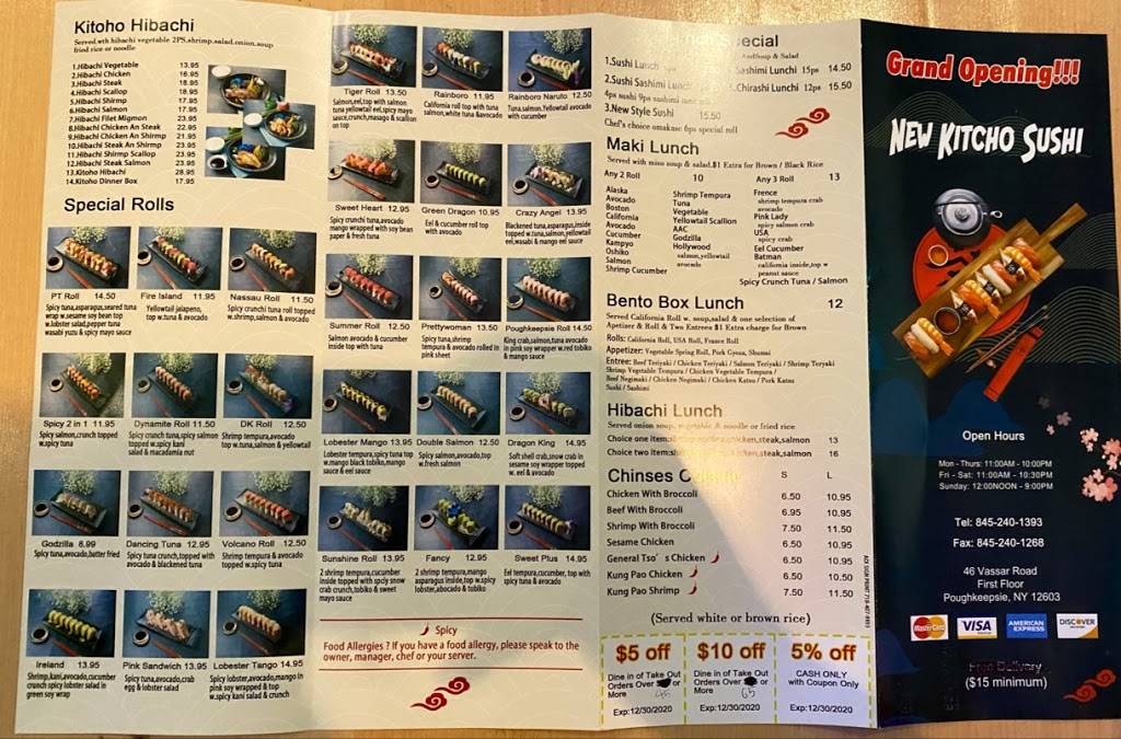 New Kitcho Sushi | restaurant | 46 Vassar Rd, Poughkeepsie, NY 12603, USA | 8452401393 OR +1 845-240-1393