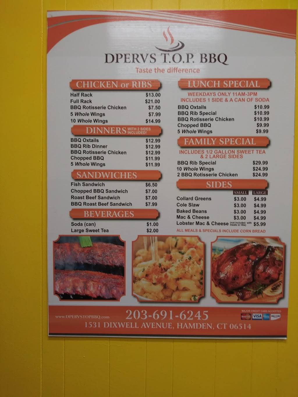 Dperv’s T.O.P. BBQ | restaurant | 1531 Dixwell Ave, Hamden, CT 06514, USA | 2036916245 OR +1 203-691-6245