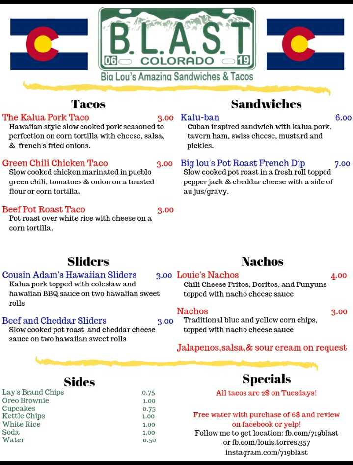 B.L.A.S.T Food Truck | restaurant | 1400 E 18th St, Pueblo, CO 81001, USA | 7193207464 OR +1 719-320-7464