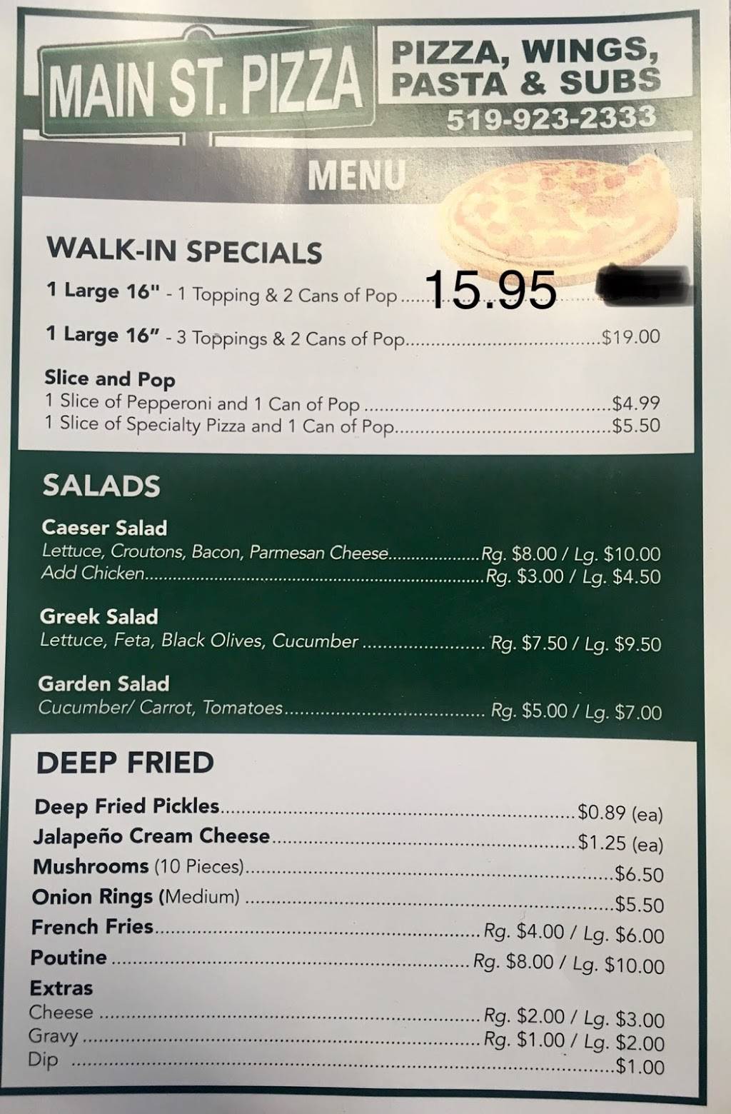 Main st pizza | restaurant | 2 Main St W, Dundalk, ON N0C 1B0, Canada | 5199232333 OR +1 519-923-2333