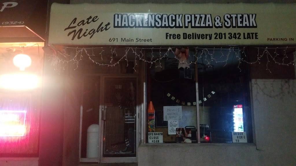 Late Nite Hackensack Pizza & Steak | restaurant | 691 Main St, Hackensack, NJ 07601, USA | 2013425283 OR +1 201-342-5283