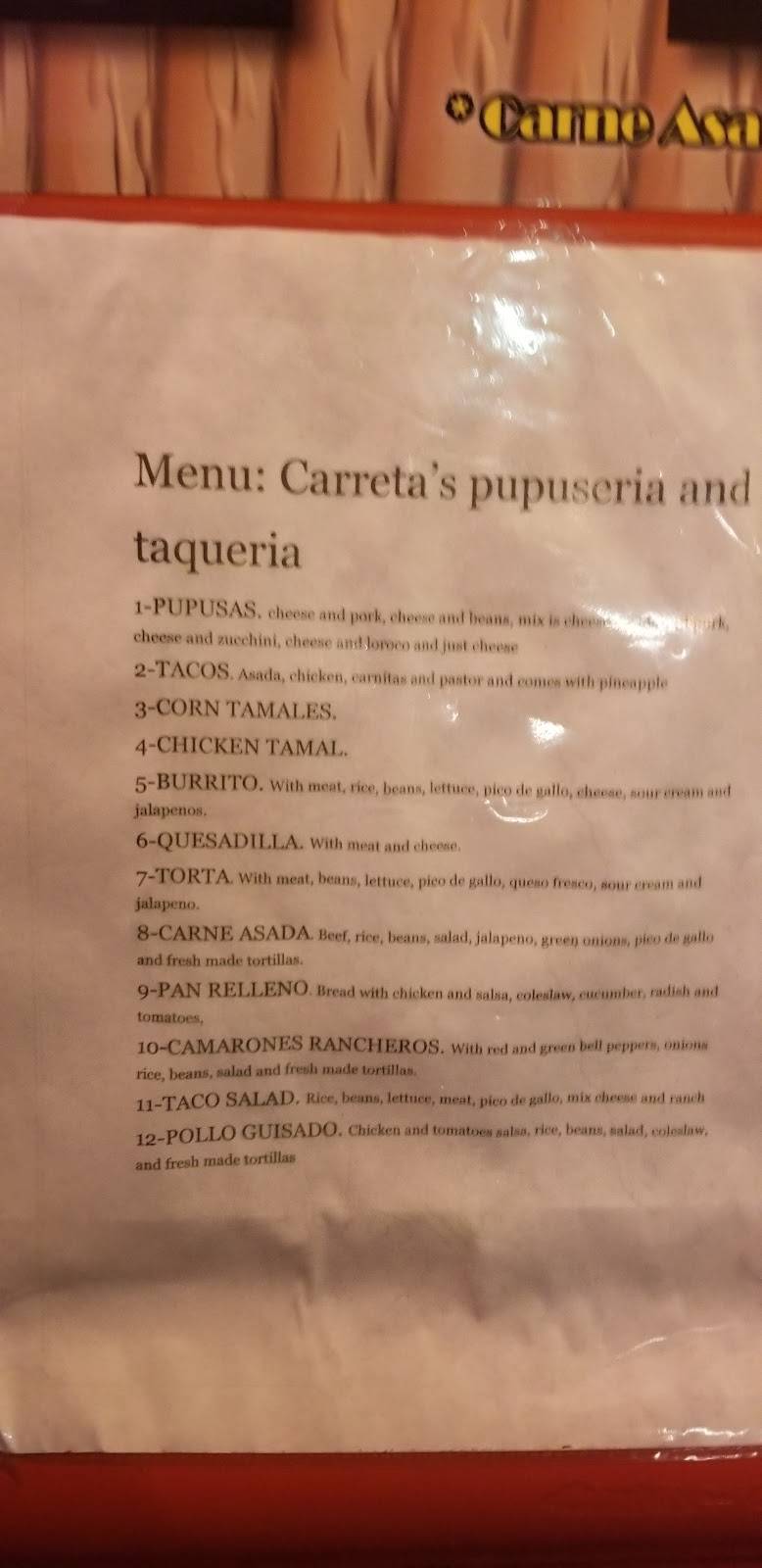 Carretas pupuseria y taqueria | restaurant | 1504 E Main Ave, Puyallup, WA 98372, USA | 2064765997 OR +1 206-476-5997