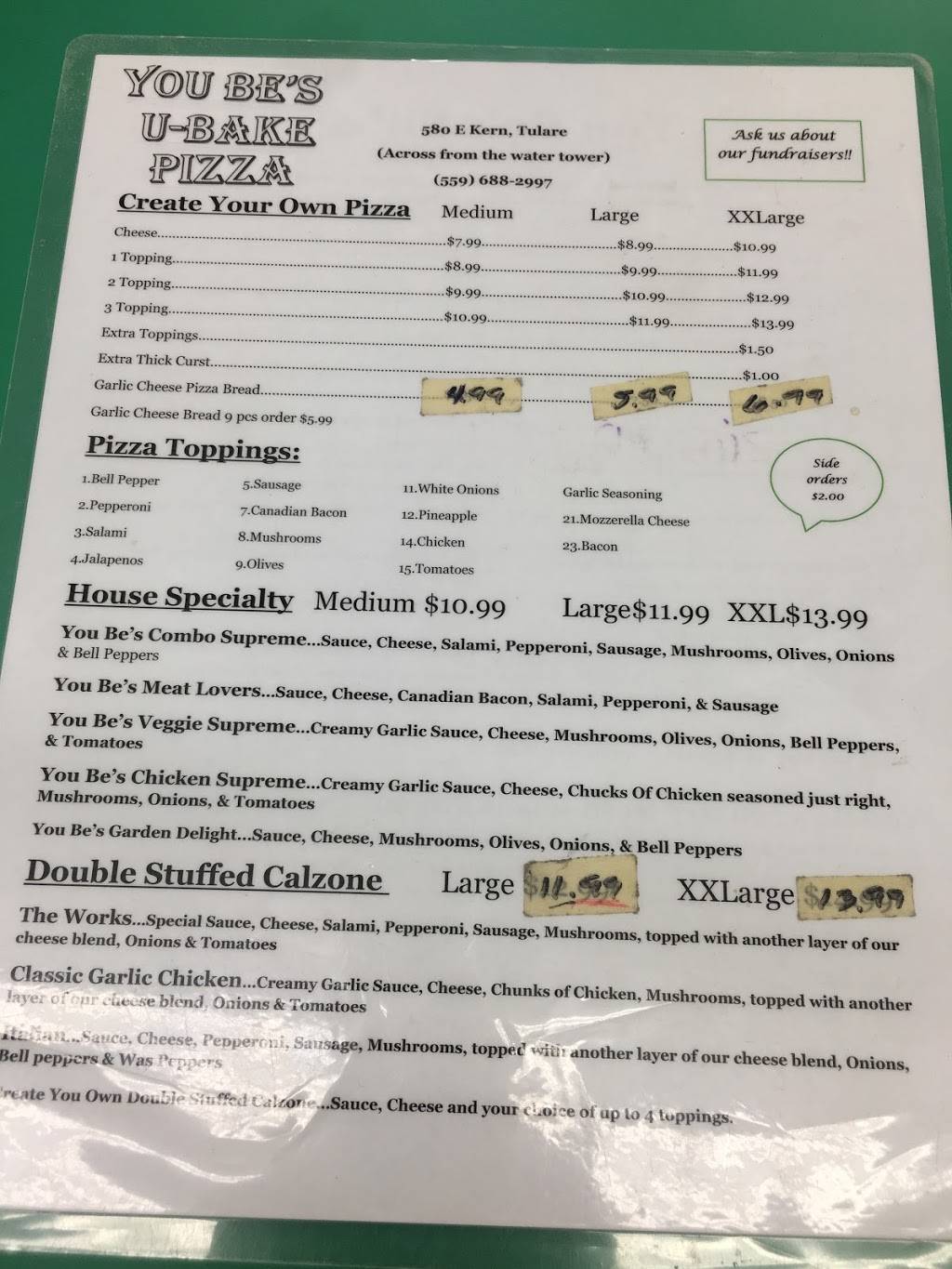 You-Bes U-Bake Pizza | restaurant | 580 E Kern Ave, Tulare, CA 93274, USA | 5596882997 OR +1 559-688-2997