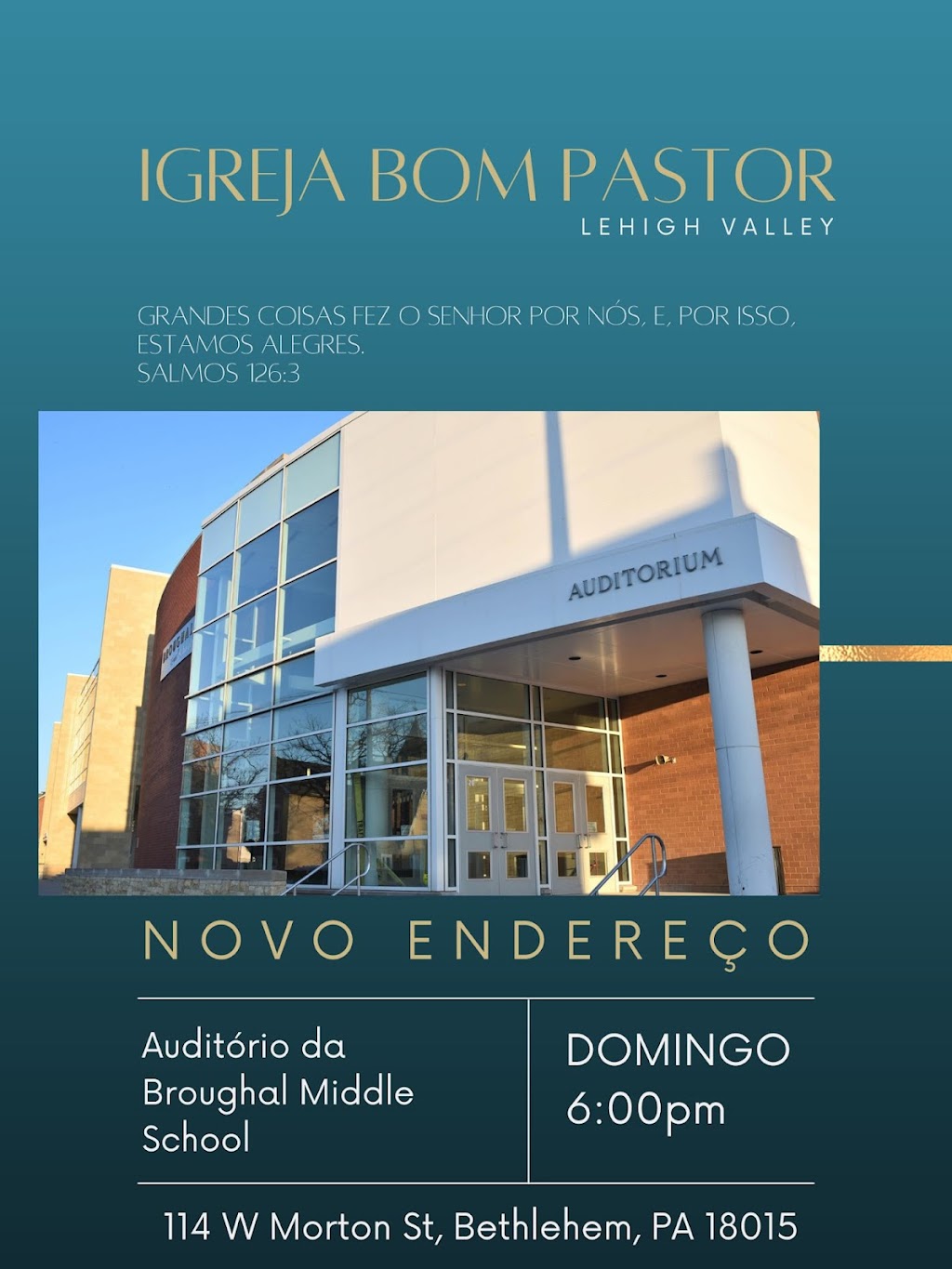 Igreja Bom Pastor Lehigh Valley | restaurant | 114 W Morton St, Bethlehem, PA 18015, USA | 2674054002 OR +1 267-405-4002