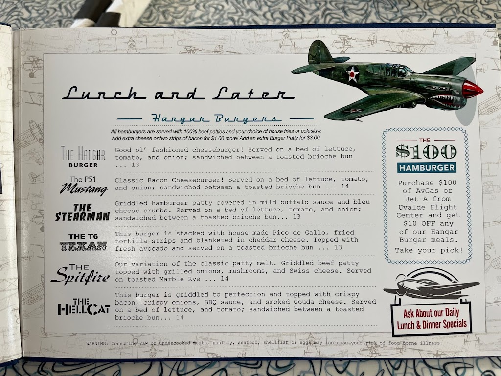 Hangar 6 Air Cafe | restaurant | 249 Airport, Uvalde Rd, Uvalde, TX 78801, USA | 8309003113 OR +1 830-900-3113