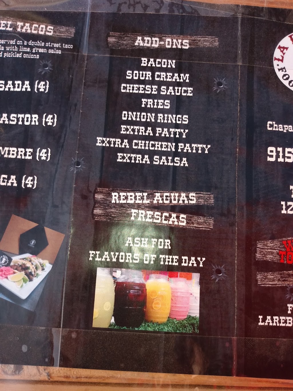 La Rebelde Food Truck | restaurant | 90 E Lisa Dr, Chaparral, NM 88081, USA | 9152261680 OR +1 915-226-1680