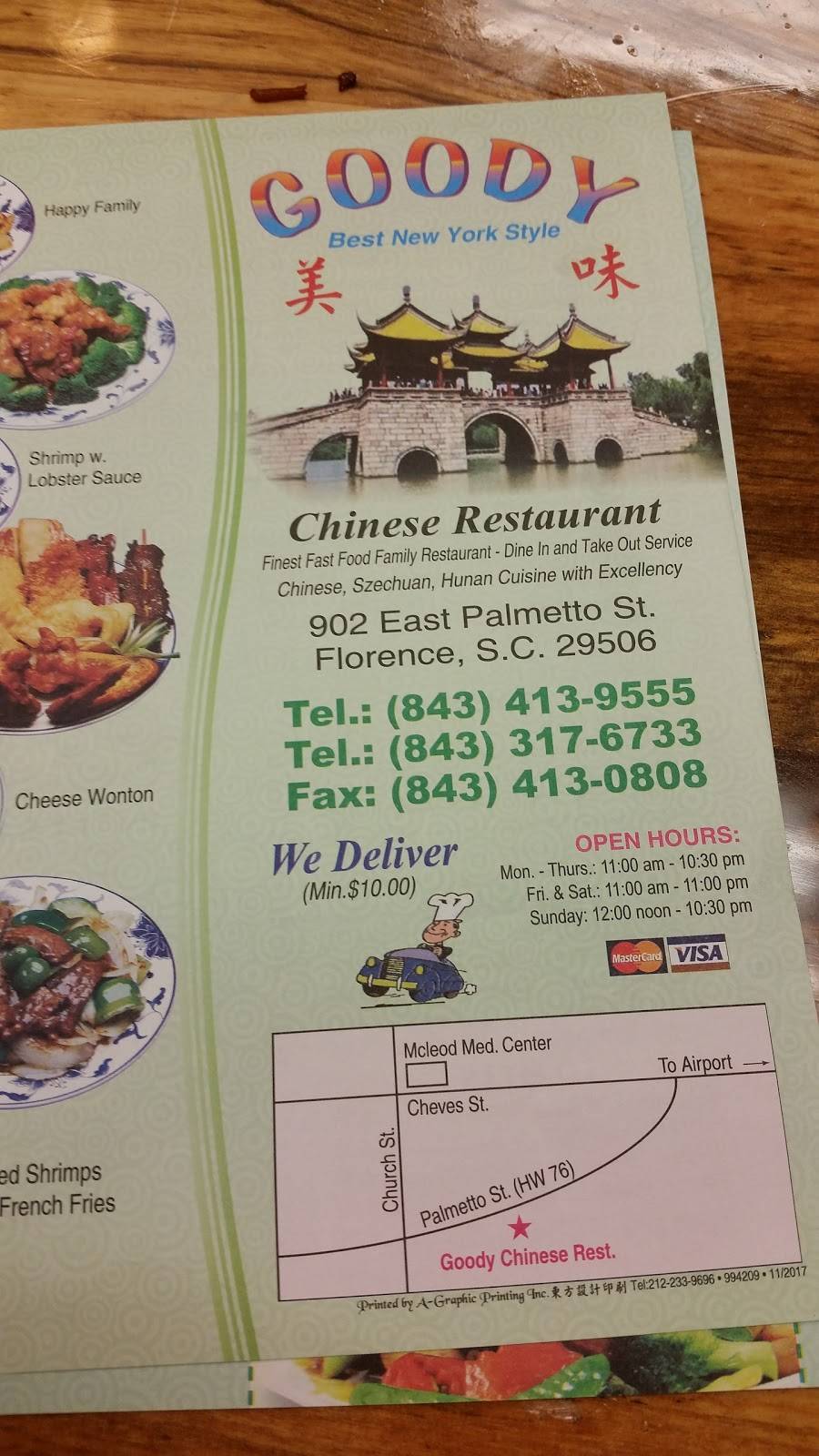 Goody Chinese Restaurant | restaurant | 902 E Palmetto St, Florence, SC 29506, USA | 8434139555 OR +1 843-413-9555