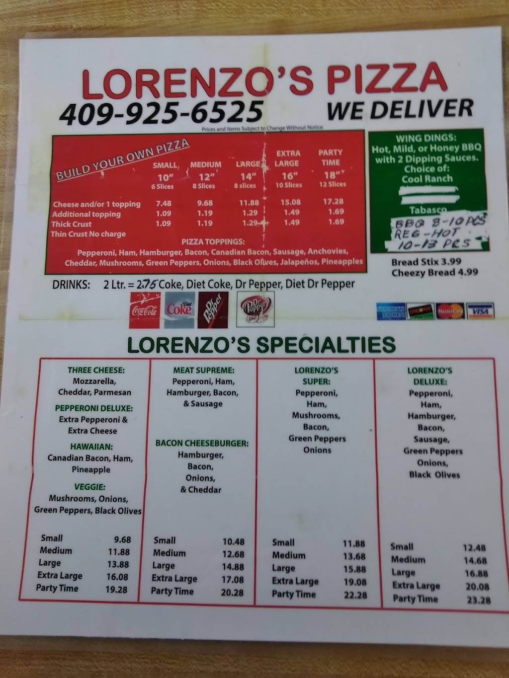 Lorenzos Pizza | restaurant | 12995 Hwy 6, Santa Fe, TX 77510, USA | 4099256525 OR +1 409-925-6525
