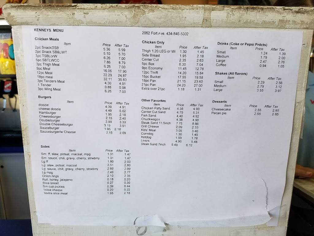 Kenneys | restaurant | 2062 Fort Ave, Lynchburg, VA 24501, USA | 4348465002 OR +1 434-846-5002