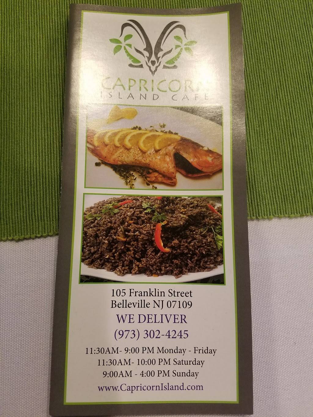 Capricorn Island Cafe LLC | restaurant | 105 Franklin St, Belleville, NJ 07109, USA | 9733024245 OR +1 973-302-4245