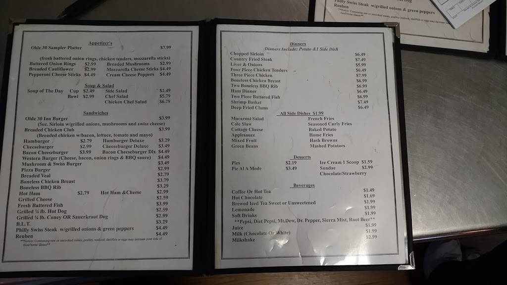 Olde 30 Inn | restaurant | 14 Main St, Hayesville, OH 44838, USA | 4193688414 OR +1 419-368-8414