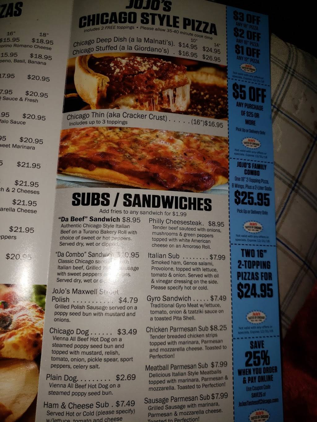 Jojos Tastes of Chicago | restaurant | 5627 14th St W, Bradenton, FL 34207, USA | 9417584000 OR +1 941-758-4000