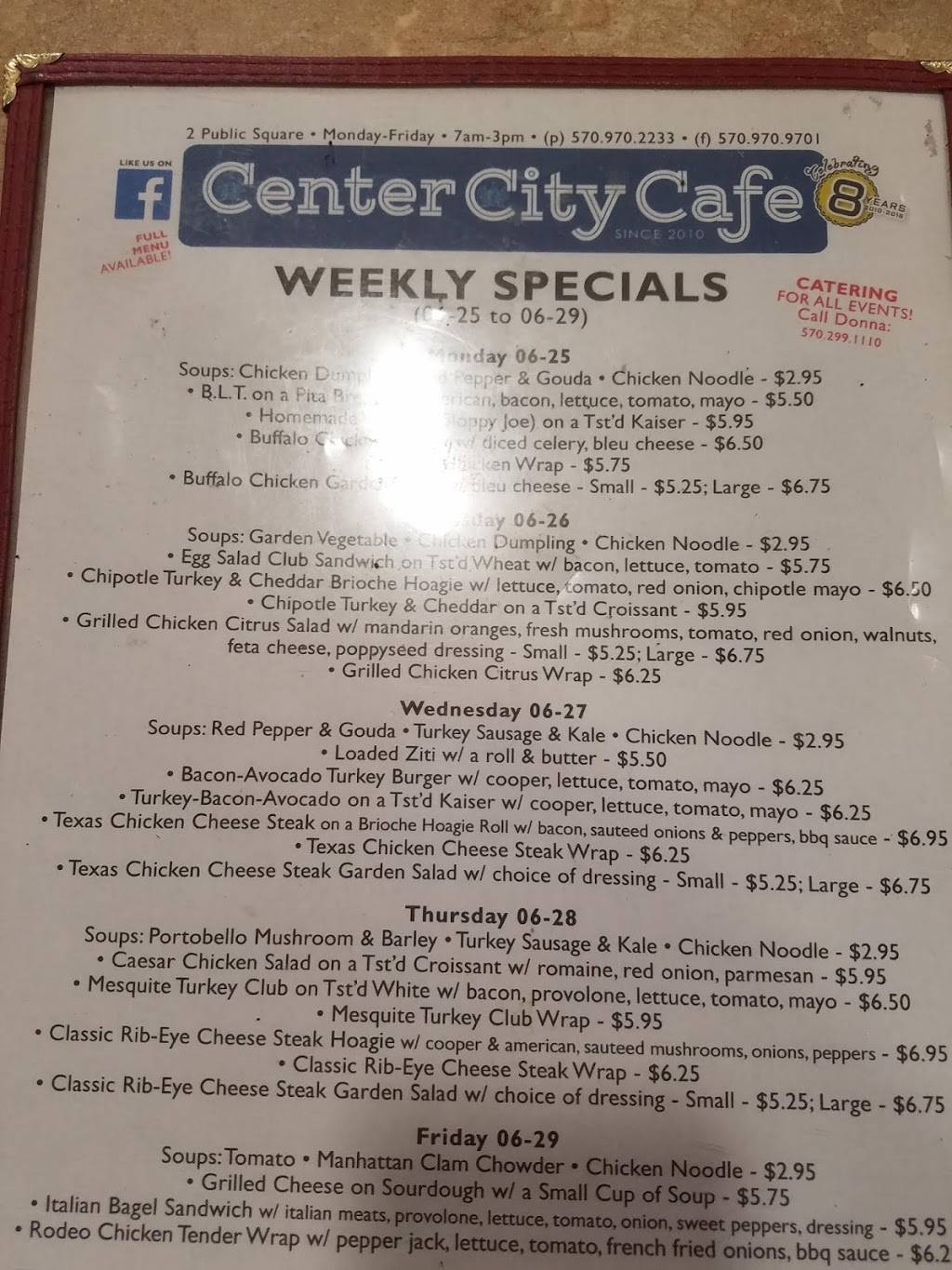 Center City Cafe | restaurant | 2 Public Square # 125, Wilkes-Barre, PA 18701, USA | 5709702233 OR +1 570-970-2233
