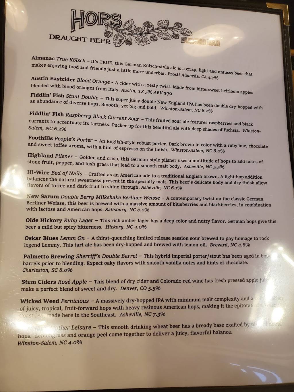 Hops Burger Bar | restaurant | 901 Reynolda Rd, Winston-Salem, NC 27104, USA | 3368425771 OR +1 336-842-5771