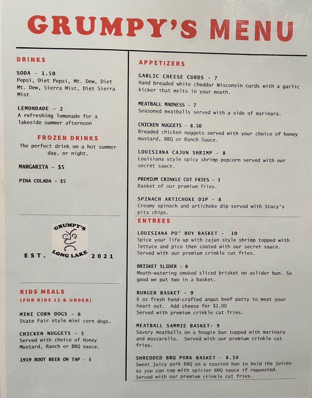 Grumpys Bar & Grill | restaurant | N1936 County Hwy M, Sarona, WI 54870, USA | 7153542033 OR +1 715-354-2033