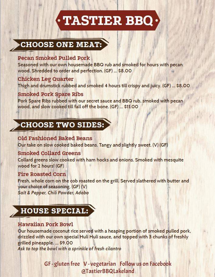 Tastier BBQ | restaurant | 107 Morningside Dr, Lakeland, FL 33803, USA | 8634503577 OR +1 863-450-3577