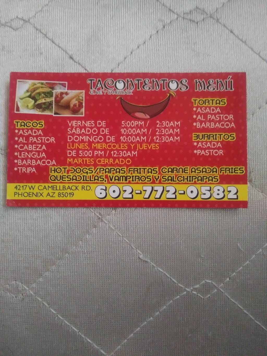 Tacontentos Mexican Food | restaurant | 4217 W Camelback Rd, Phoenix, AZ 85019, USA | 6027720582 OR +1 602-772-0582